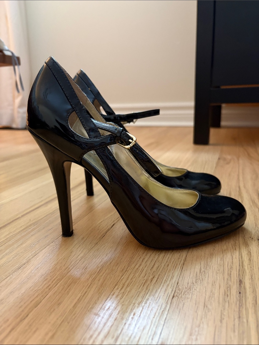Nine West Black Patent Mary Jane Stiletto Heels